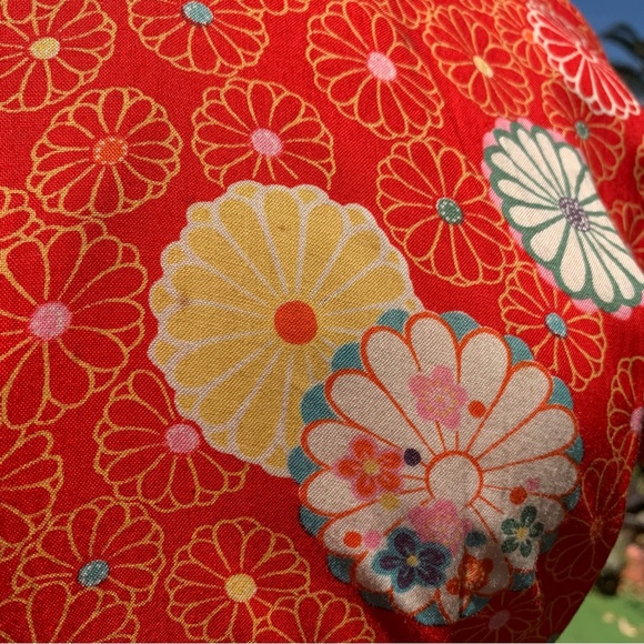 Stunning VINTAGE Cheongsam Qipao Red Multicolored Floral Retro Midi Dress - Picture 7 of 11